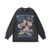 Sudadera con cuello redondo de Hip-Hop High Street de rapero europeo y americano transfronterizo, talla grande, holgada, lavada, desgastada, pesada 280g
