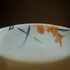 Sabendo que Shanzhi Apricot Amarelo Pintado à Mão Trigo Orelha Mestre Copo Kung Fu Jogo de Chá Cerâmica High Foot Tasting Cup Opening Gift