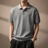 Camisa Polo de Tricô de Manga Curta Old Money para Homens, Moda Casual de Verão com Gola Dobrável Texturizada em Malha Canelada para Homens