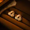 Novos Brincos Triangulares de Zircônia com Inlay de Cobre, Modernos para o Dia a Dia, Brincos Delicados e Versáteis, Brincos Simples e de Alto Padrão