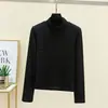 Otoño e Invierno Nuevo Cuello Alto Aterciopelado Engrosado Cálido Camiseta Térmica para Mujer Elegante Versátil Color Sólido Temperamento Camiseta Interior