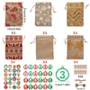 Navidad Transfronteriza 24 Cuenta Regresiva Calendario de Adviento Navideño Bolsa Bolsa Colgante Etiqueta Digital Bolsa de Regalo con Cordón de Lino