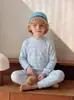 Conjunto de ropa de otoño para niños de algodón 100% Clase A, ropa de casa estampada sin costuras, conjunto de ropa interior de dos piezas para niños y niñas