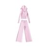 Conjunto de cárdigan de punto con capucha y cremallera, chaqueta pequeña, cintura elástica con cordón, pantalones rectos casuales, holgados, deportivos