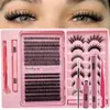 Kit de Extensão de Cílios Postiços, Denso, Adequado para Iniciantes DIY 30D50D, Conjunto Misto 8-18MM com Cola e Pinça, Inclui Par Misto, Estilo Natural Denso