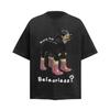 6106 Calle Americana 2025 Verano Diseño Estampado de Perro Sentido Hombres Suelta Gama Alta Cuello Redondo Manga Corta Camiseta