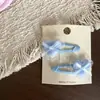 Nuevo pasador para el pelo de niños con forma de corazón de encaje a cuadros azules, goma para el pelo, horquilla, pinza lateral, banda elástica