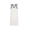 Vestido Simples Branco Sem Mangas Estilo Coreano 2026, Decote V, Emagrecedor, Que Cobre a Barriga, Reduz a Aparência de Idade e Tem Efeito Drapeado, Vestido Dupla Face
