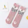 Calcetines de suelo de felpa coral con diseño de perro de dibujos animados de madera para el hogar, calcetines de suelo de media felpa cálidos para mujer, otoño e invierno, calcetines para dormir, venta al por mayor