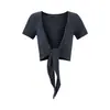 26156-2026 Primavera/Verão Novo Estilo Puro Desejo Top Cardigan Afunilado na Cintura Emagrecedor Camisa Sexy Hot Girl de Manga Curta