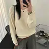 Suéter de punto crochet de manga larga para mujer, nuevo estilo de otoño, moderno y elegante, de corte holgado, top de capa base, jersey