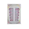 24 Peças de Unhas Vestíveis com Laço Transfronteiriço, Adesivos de Unha em Formato de Amêndoa com Pérolas, Unhas Postiças Rosa com Estampa de Leopardo Estilo Garota Spicy