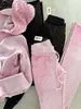 2026 Moda Nuevo Conjunto Rosa con Estampado de Leopardo para Mujer Estilo Callejero Sudadera con Capucha y Cremallera con Pantalones Acampanados con Cordón