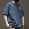 Camiseta de manga corta con estampado sencillo y moderno de estilo americano para hombre, de verano, informal, combinable con todo, de algodón grueso.