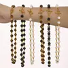 Rice Duoduo Lujo Ligero Piedra Natural Ojo de Tigre Cuentas Acero Inoxidable Bambú Hebilla Ots Collar Clavícula Collar de Moda Joyería