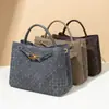 Novedad 2025 Bolso de Mano Casual con Lazo Esmerilado Moda Europea y Americana Bolso Cruzado Casual Bolso Tejido Popular en Internet de un Solo Hombro