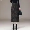 Falda Midi Personalizada con Estampado Hanfu y Abertura Trasera para Mujer Otoño Invierno 2026 Nuevo Cintura Alta Casual Bodycon Show
