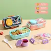 Bonita Fiambrera de Acero Inoxidable para Estudiantes y Niños, Fiambrera Sellada Multicapa, Fiambrera con Compartimentos de Plástico, Caja para Ensalada