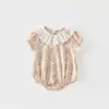 Mameluco de Bebé Puro Algodón Clase A Gasa Conjunto de Una Pieza para Niña Verano Delgado Encaje Recién Nacido Triángulo Traje para Gatear