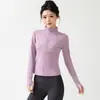 Jaqueta Fitness Casual Dupla Uso Feminina para Yoga com Gola Pequena, Zíper Completo, Alta Elasticidade, Respirável, Aberturas para Polegar, Manga Longa, Roupa Esportiva