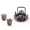 Popular Tetera de Amapola Plateada con Asa, Juego de Tazas de Té, Combinación en Caja de Regalo, Juego de Té de Cerámica para Regalo Navideño