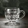 Taza de té de flores de cristal estilo europeo resistente al calor para uso doméstico anti-quemaduras, taza para jugo, juego de vasos de agua de lujo ligero, taza resistente a altas temperaturas