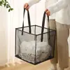 Cesta de Lavandería de Malla Grande Multifuncional para Ropa Sucia, Cesta de Lavandería Plegable para Baño