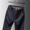 Calças Casuais de Negócios Masculinas Plus Size para Primavera/Verão Dropshipping, Calças Longas Elásticas de Cintura Alta Extra Grandes para Pessoas Grandes e Altas