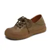 Zapatos vintage para mujer de piel de vaca de capa superior, nuevo modelo de otoño 2026, zapatos de mujer de cuero genuino con suelas suaves, cómodos zapatos casuales versátiles con cordones