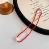 Sophie Ankola Collar de Cuentas de Ágata Roja para Mujer Perla Barroca Única Diseño Nicho Cadena Clásica para Clavícula