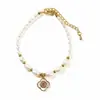 Collar y pulsera de trébol de cuatro hojas con incrustaciones de circonita y nácar blanco, diseño de perla de agua dulce natural, venta al por mayor, estilo nuevo versátil
