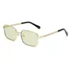 Daughter de chaebol europea y americana espejo metálico cuadrado dorado pata de giro gafas de sol marrones dobles moda femenina parasol gafas de sol vintage hombres