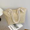 Bolso de Paja para Mujer Verano Nuevo Estilo Fresco y Sencillo Encaje Flor Bolso Tejido Estilo Occidental Bolso de Playa Bolso Tote de Hombro