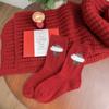 Meias Meia-calça Feminina Meia-calça de Ano Novo Outono e Inverno Meia-calça Vermelha de Ano Novo Estilo Japonês Ponto Onda Espessada Quente