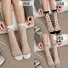 Sandalias y Calcetines de Estilo Coreano Dulce para Niña de Estilo Nuevo de Primavera con Lazos, Puntos Transparentes, Calcetines Deportivos para Exteriores de Seda de Vidrio