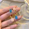 Pendientes Asimétricos de Piedras Preciosas de Colores, Agujas de Plata, Pendientes Medievales de Colores Contrastantes, Diseño de Nicho, Pendientes de Borlas Únicos de Alta Gama