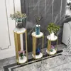 Estilo Nórdico Hierro Forjado Estante para Flores Estante de Almacenamiento Sala de Estar Simple Interior Balcón Lujo Ligero De Pie Mármol Verde Estante para Flores