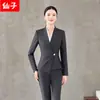 Jaqueta de Terno Cinza Outono/Inverno 2026 Tamanho Grande Elegante Terno Feminino Traje de Negócios Hotel Loja de Joias Uniforme de Trabalho