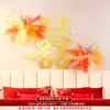 Set de Decoración de Habitación de Boda para la Sala de Estar de los Recién Casados, con Decoraciones de Pasillo de Fuegos Artificiales de Caña y Accesorios Dorados de "Doble Felicidad" para Boda