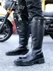 Botas de Montar Estilo Británico de Cuero Genuino Botas Largas Invierno Casual Tendencia Doc Martens Botas Largas de Cuero para Hombre Botas de Equitación