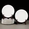 10 Platos Planos de Cerámica para Uso en Casa, Restaurante, Hotel, Platos Redondos Blancos Pequeños, Platos con Forma de Hueso, Aptos para Microondas, Directo de Fábrica