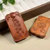 Pingente Esculpido em Madeira de Jujuba Natural com Quatro Feras Míticas, Colar DIY, Pingente com Corda Trançada, Chaveiro, Acessório para Bolsa