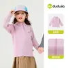 Camiseta de Manga Longa Outono Dudu's Kids para Meninos, Roupa de Outono com Gola Meia-Alta, Camada Base Antiestática para Meninas, Roupas de Bebê