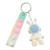 Conejo Espacial Nuevo Llavero Muñeco Colgante para Mujeres, Exquisita Decoración de Mochila, Lindo Anillo Llavero de Coche Estilo Ins