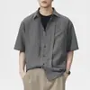 Camisa de Lino de Manga Corta con Cuello de Lino para Hombre Xintang, Estilo Americano Holgada Sencilla Casual