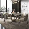 Mesa de Jantar Ardósia Brilhante Estilo Levemente Luxuoso Mesa de Jantar Pedra de Luxo Pandora Mesa de Jantar e Cadeiras Combinação Atmosfera de Villa Criativa
