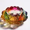 Porta Lámpara de Aceite de Mantequilla de Siete Colores de Ocho Hojas para Uso Doméstico, Base de Portavelas para Ofrenda a Buda, Lámpara de Velas de Larga Duración, Portavelas de Loto