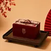Caixa de doces de casamento grande estilo chinês, veludo vermelho, camada dupla, de mão, caixa de presente de casamento, caixa de embalagem