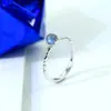 Anel Aberto Minimalista Banhado a Prata com Pedra da Lua para Mulheres, Estilo Coreano e Japonês, Anel para Dedo Indicador Gota d'Água, Anel Tendência com Personalidade