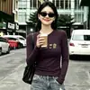 Blusa de Algodón Acanalado para Mujer, Corte Ajustado, Manga Larga, 220g, Guangzhou Shisanxing, Venta Directa de Fábrica, Colección de Verano